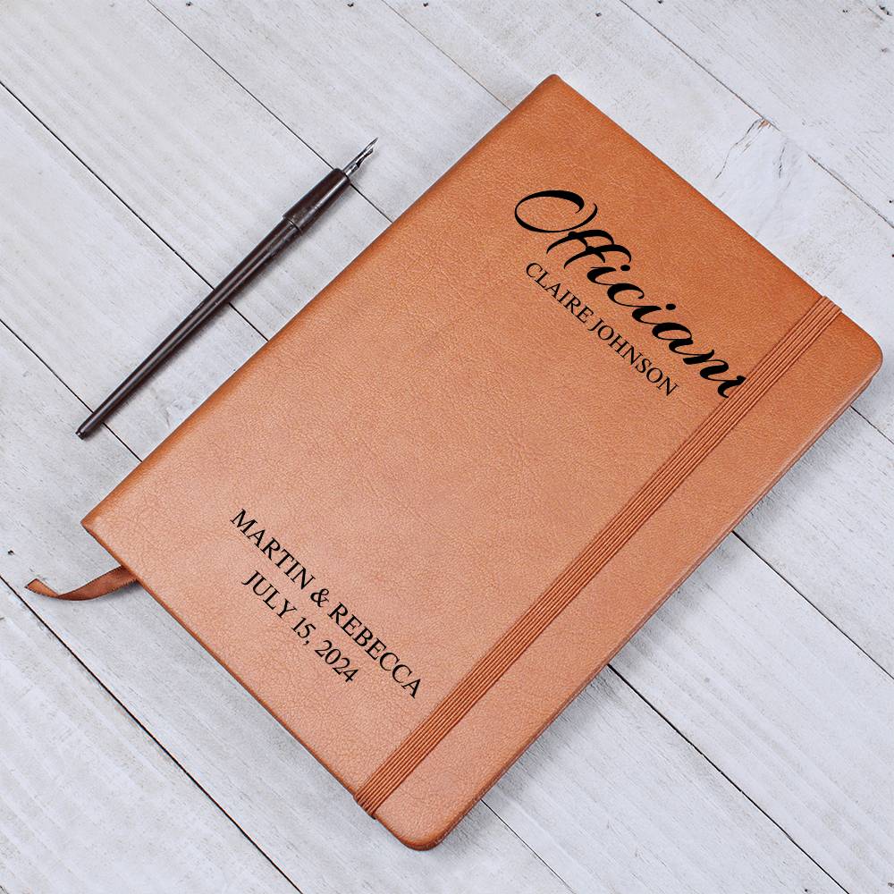 Customized Wedding Officiant Leather Journal, Custom Reverend Gift Notebook, Gifts for Wedding Officiant, Thank you Gift, Personalized Officiant Book