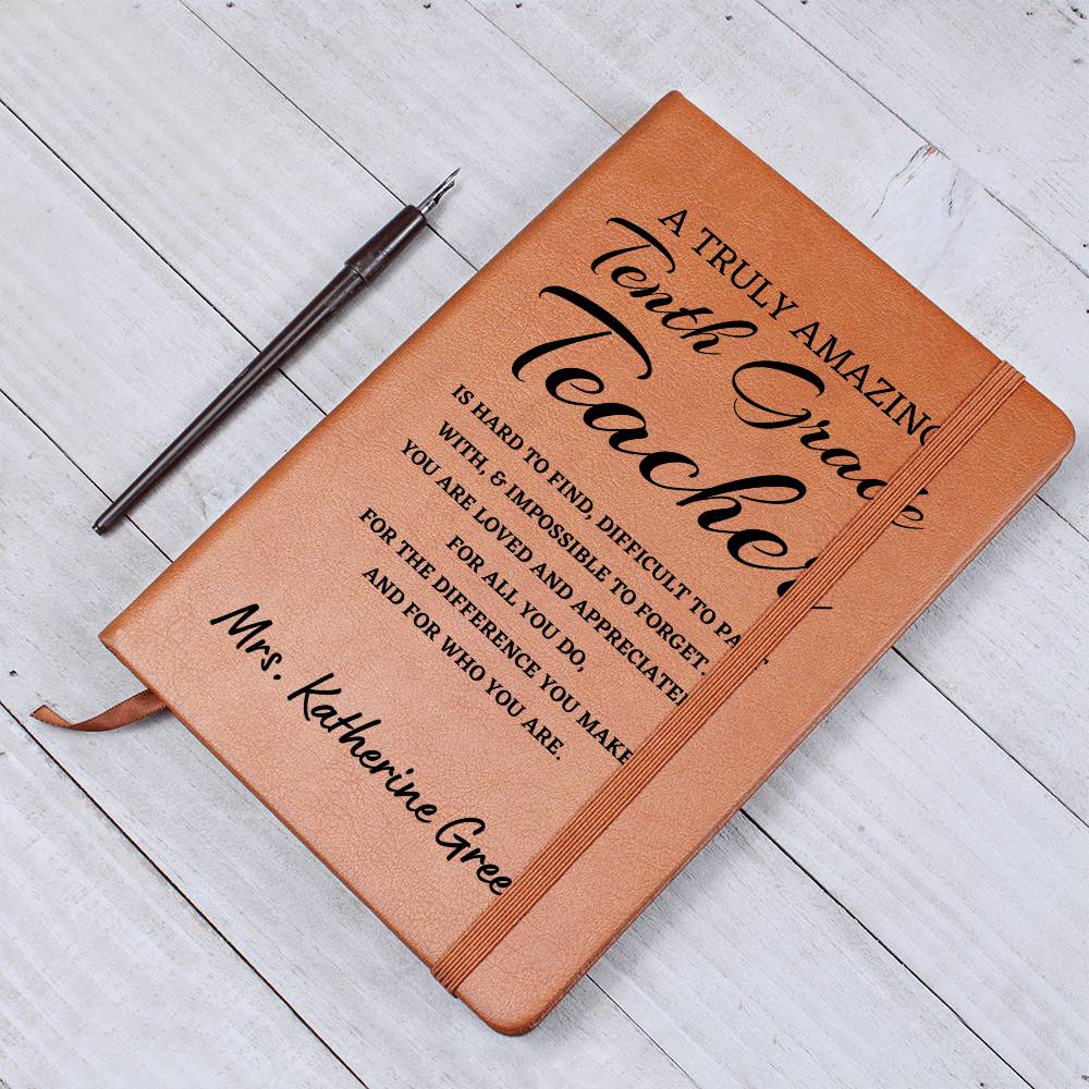 Personalized Tenth Grade Teacher Journal, Difference Maker Journal, Custom Name Leather Journal, Gift for a Tenth Grade Teacher, Appreciation Gift, Birthday Gift.