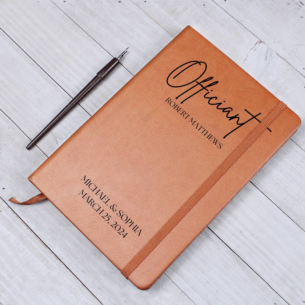 Wedding Officiant Personalized Leather Journal, Custom Pastor Gift Notebook, Custom Officiant Journal, Officiant Gift for Men or Women