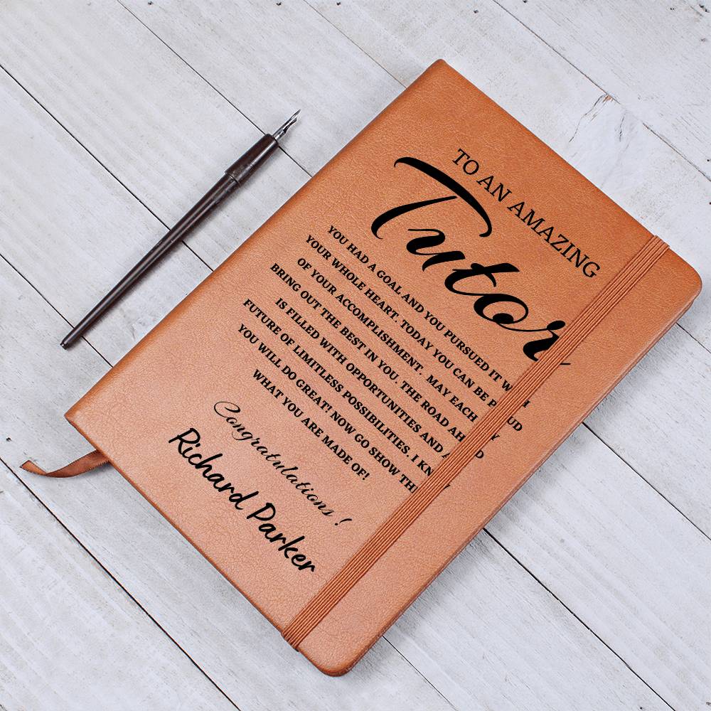 To A New Tutor Journal, Custom Leather Journal, Tutor Graduation Gift, Personalized Name Journal, New Tutor Appreciation Gift, New Job Gift.