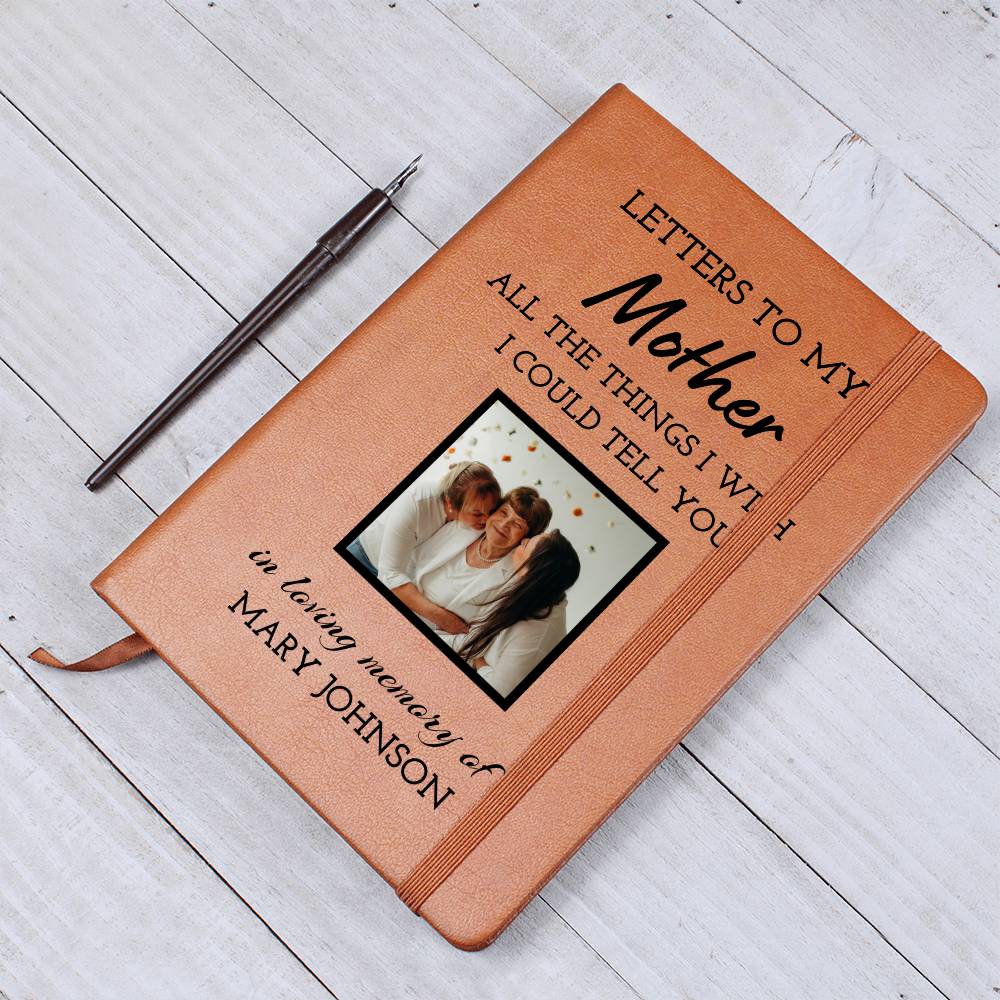 Mother Remembrance Photo Leather Journal, Mom In Heaven Gift, Loss of Mother Photo Memorial Journal, Sympathy Gift, Grief Journal Letters