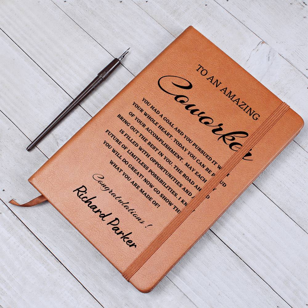 To A New Coworker Journal, Custom Leather Journal, Coworker Graduation Gift, Personalized Name Journal, New Coworker Appreciation Gift, New Job Gift.