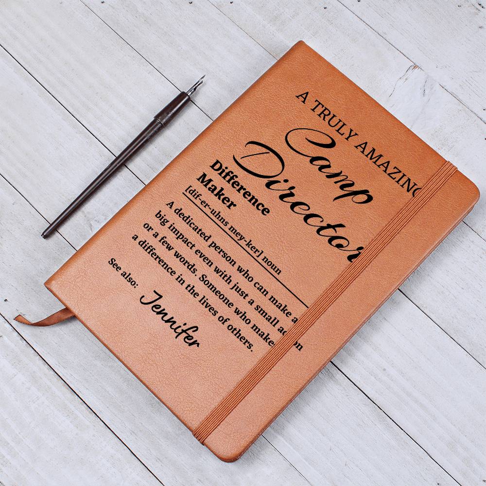 Difference Maker Journal, Unique Camp Director Gift, Personalized Colleague Friend Mentor Appreciation Gift, Custom Name Leather Journal