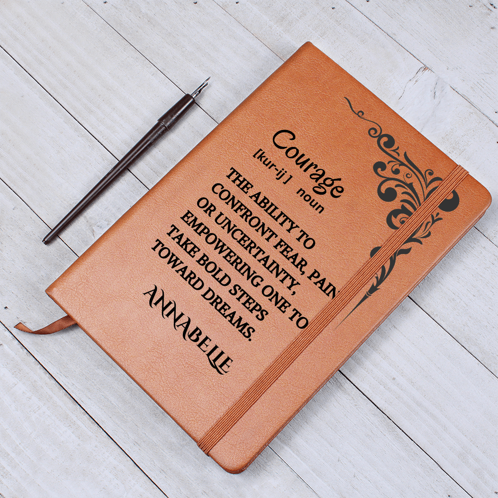 Courage Journal Personalized Vegan Leather, Motivational & Positive Gift For Mentor, Coworker, Thank You & Inspirational Present