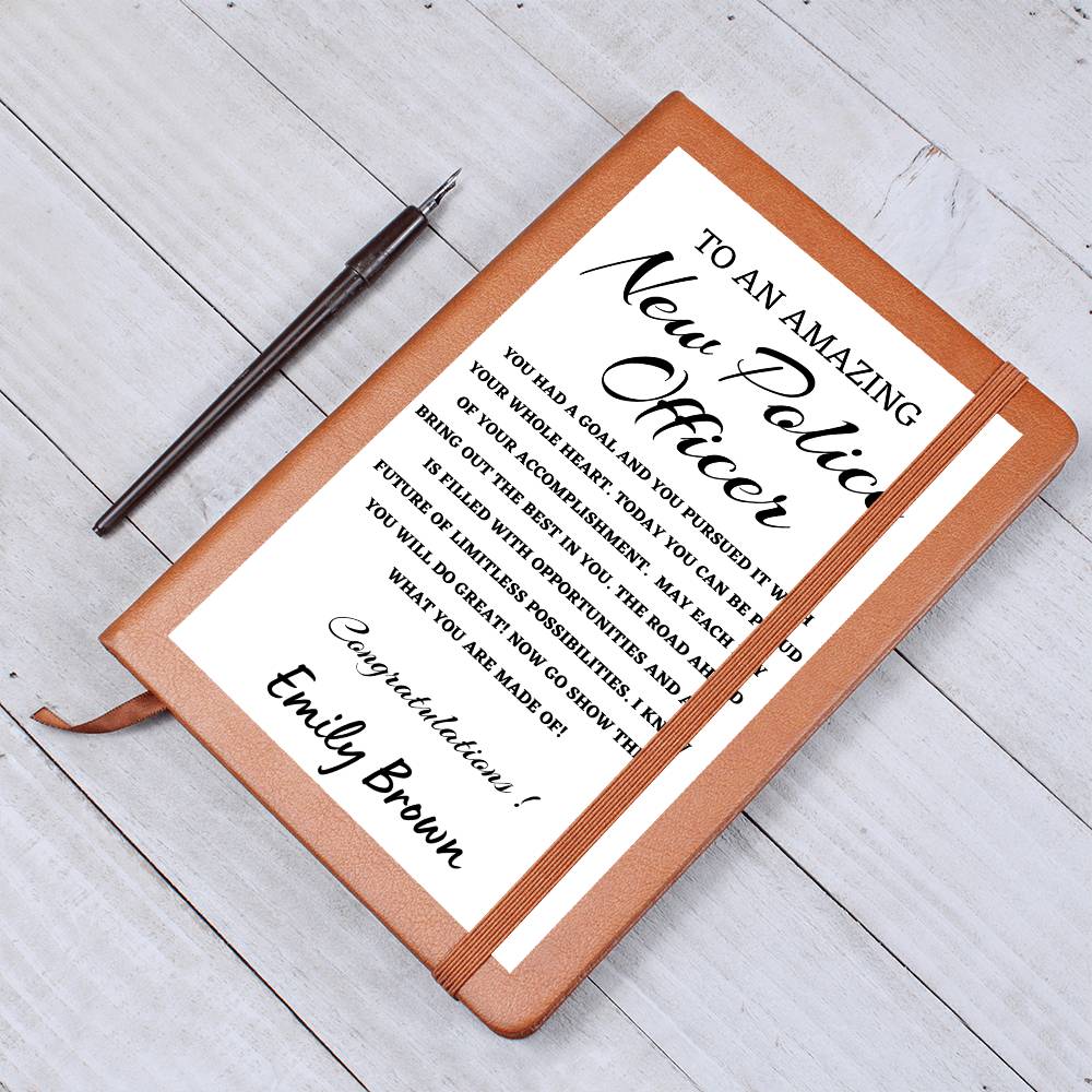 To A New Police Officer Journal, Custom Leather Journal, Police Officer Graduation Gift, Personalized Name Journal, New Police Officer Appreciation Gift, New Job Gift