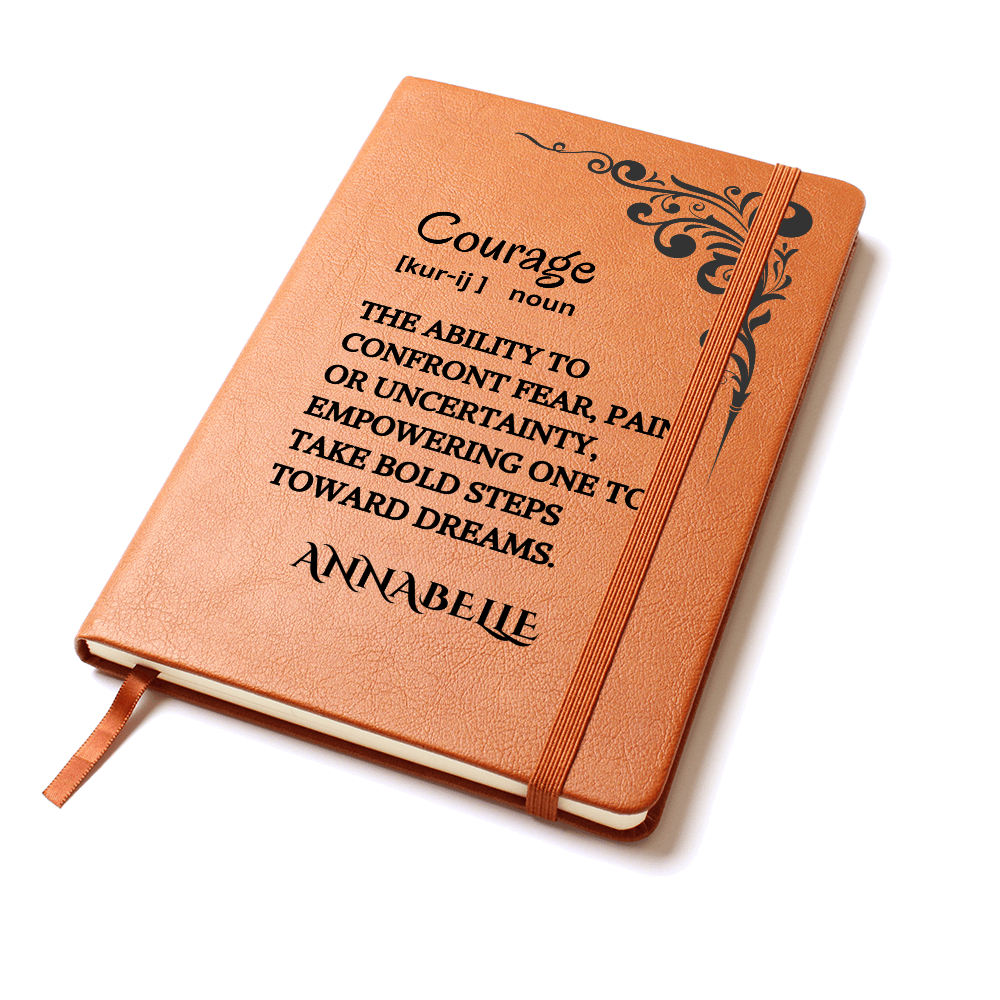Courage Journal Personalized Vegan Leather, Motivational & Positive Gift For Mentor, Coworker, Thank You & Inspirational Present