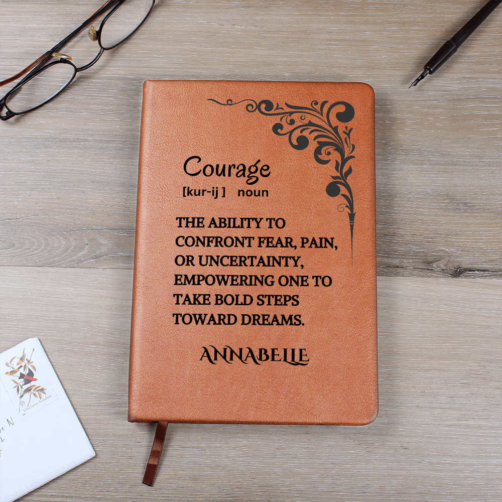 Courage Journal Personalized Vegan Leather, Motivational & Positive Gift For Mentor, Coworker, Thank You & Inspirational Present