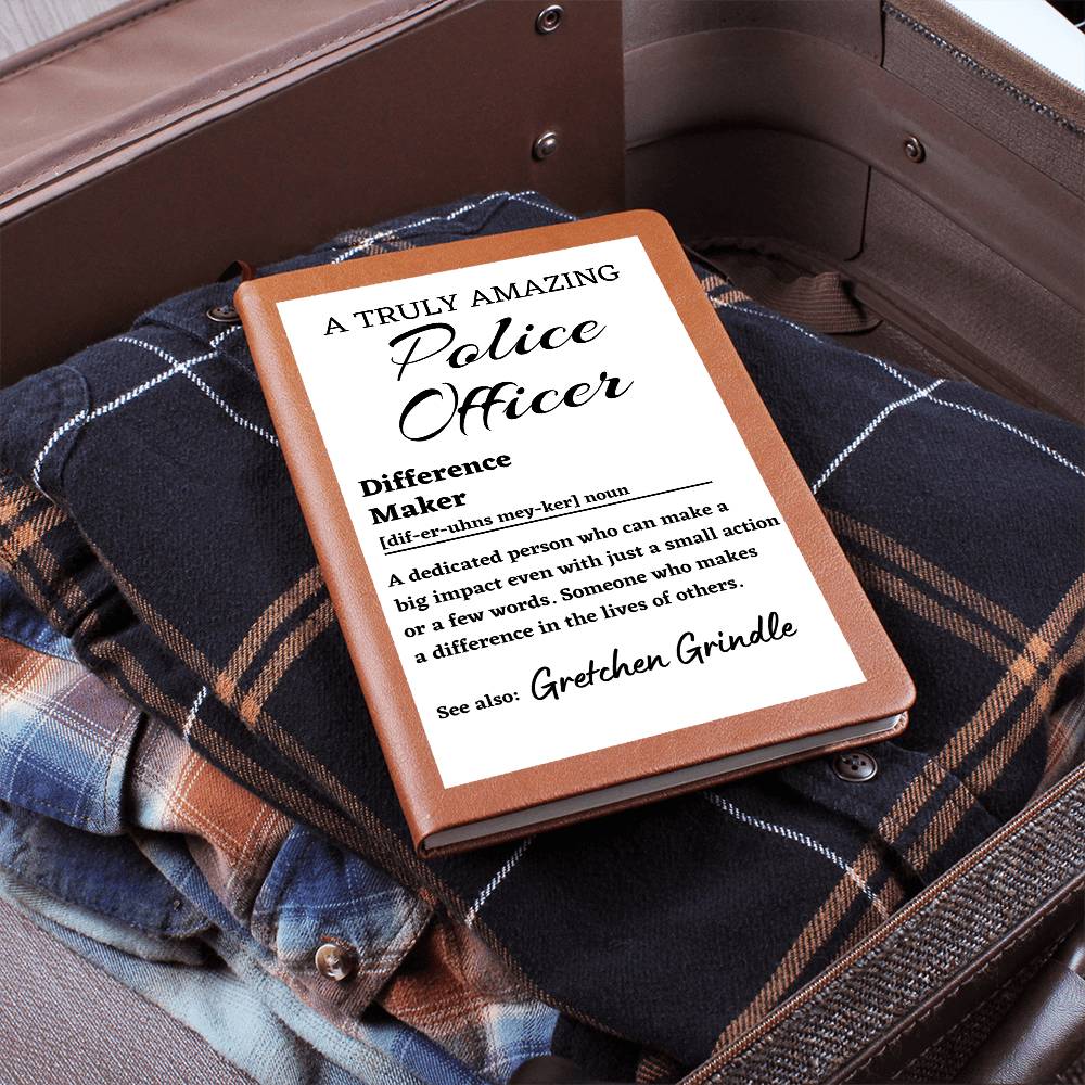 Difference Maker Journal, Police Officer Gift, Personalized Police Officer Appreciation Gift, Custom Name Leather Journal