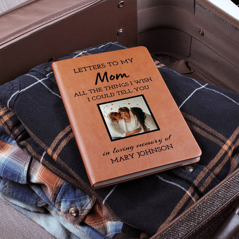 Mom Remembrance Photo Leather Journal, Mother In Heaven Gift, Loss of Mom Photo Memorial Journal, Sympathy Gift, Grief Journal Letters