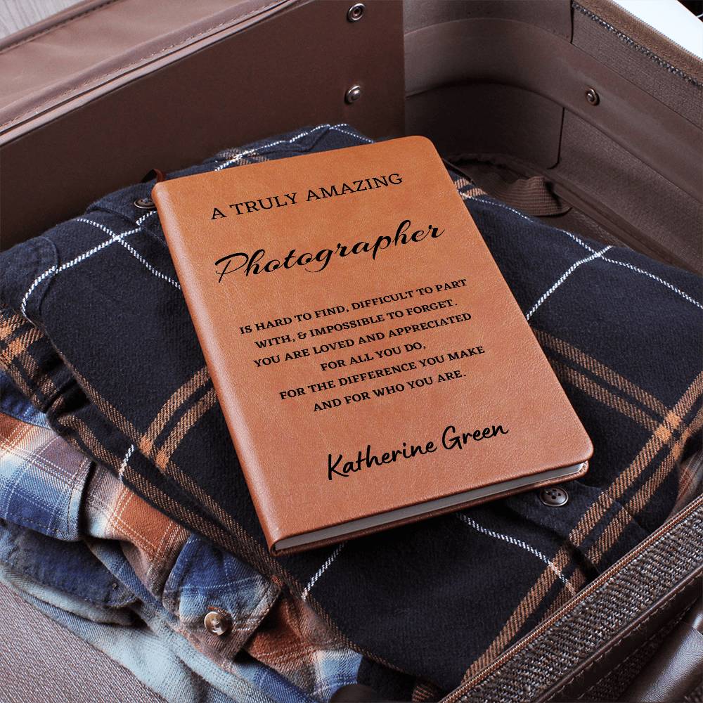 Personalized Photographer  Journal, Difference Maker Journal, Custom Name Leather Journal, Gift for a Photographer, Appreciation Gift, Birthday Gift