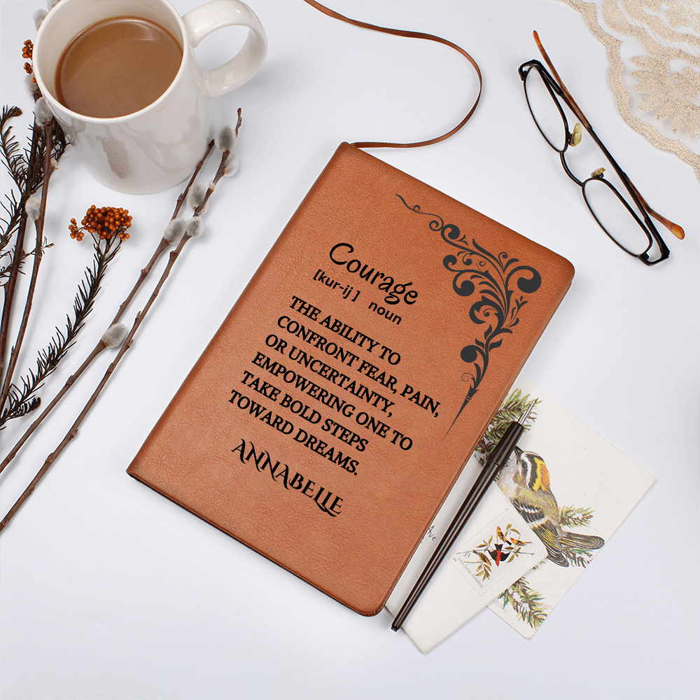 Courage Journal Personalized Vegan Leather, Motivational & Positive Gift For Mentor, Coworker, Thank You & Inspirational Present
