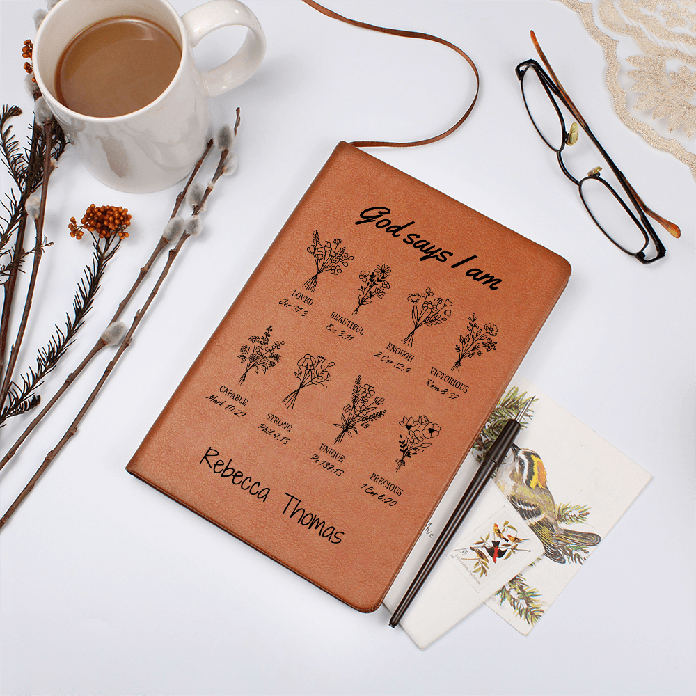 Custom Name Prayer Journal, God Says I Am Journal, Women  Gifts, Bible Study Notebook, Religious Gifts, Scripture Journal