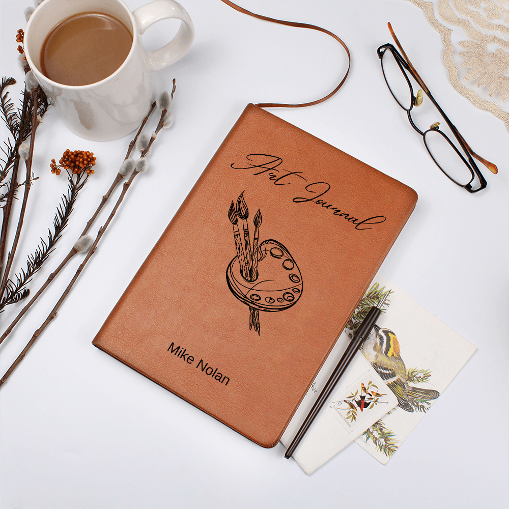 Personalized Landscape Sketches, Custom  Leather Journal For Artists, Vegan Notebook Gift, Unique Leather Art Book