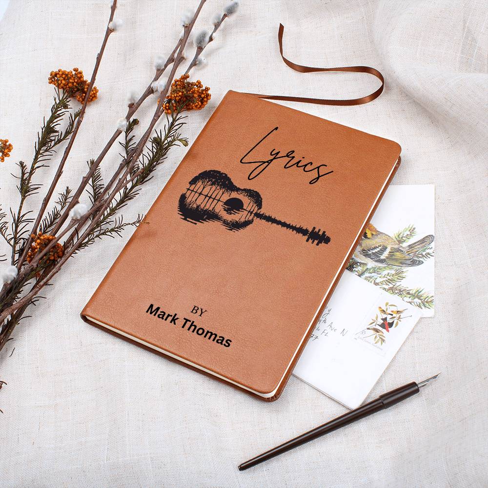 Personalized Leather Lyrics Notebook Journal, Songwriting Muscian Journal, Gift for Music Lovers, Music Teacher Gift, Custom Guitarist Gift