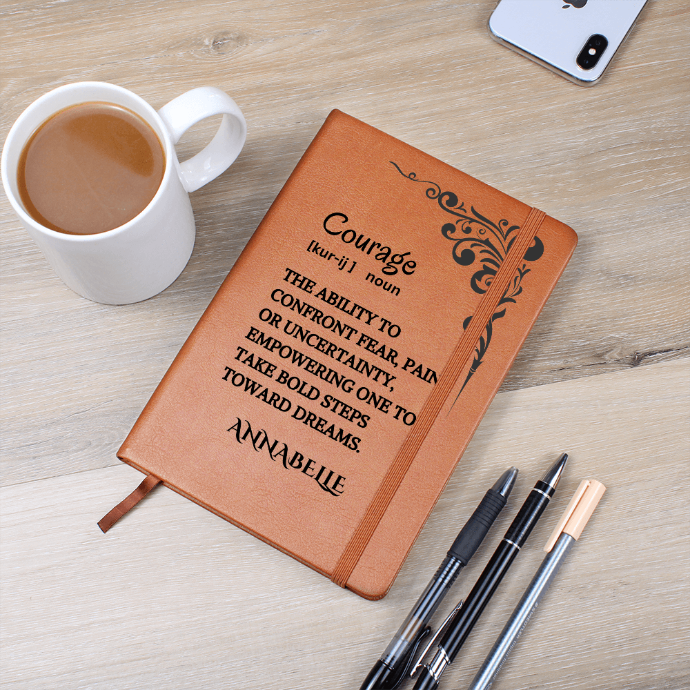 Courage Journal Personalized Vegan Leather, Motivational & Positive Gift For Mentor, Coworker, Thank You & Inspirational Present