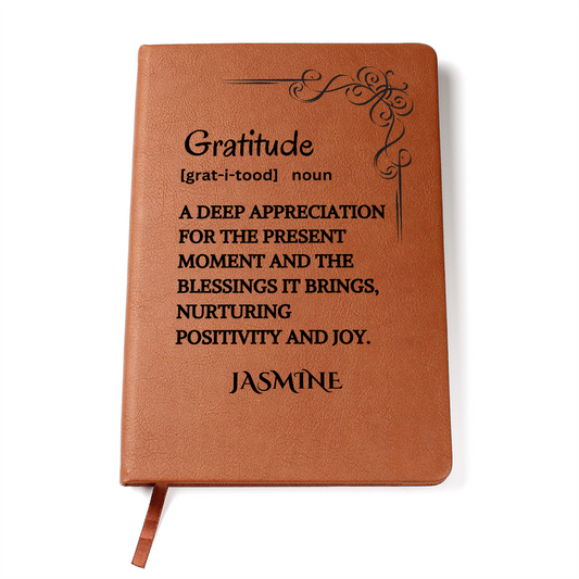 Gratitude Personalized Vegan Leather Journal, Gratitude Gift, Mentor & Coworker Journal, Motivational Thank You, Inspirational Leather Gift