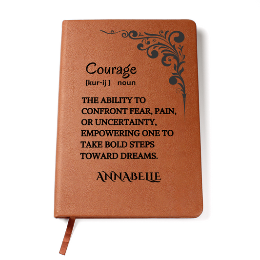 Courage Journal Personalized Vegan Leather, Motivational & Positive Gift For Mentor, Coworker, Thank You & Inspirational Present