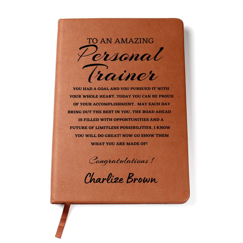 To A New Personal Trainer Journal, Custom Leather Journal, Personal Trainer Graduation Gift, Personalized Name Journal, New Personal Trainer Appreciation Gift, New Job Gift