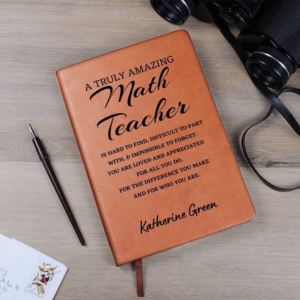 Personalized Math Teacher Journal, Difference Maker Journal, Custom Name Leather Journal, Gift For a Math Teacher, Appreciation Gift, Birthday Gift