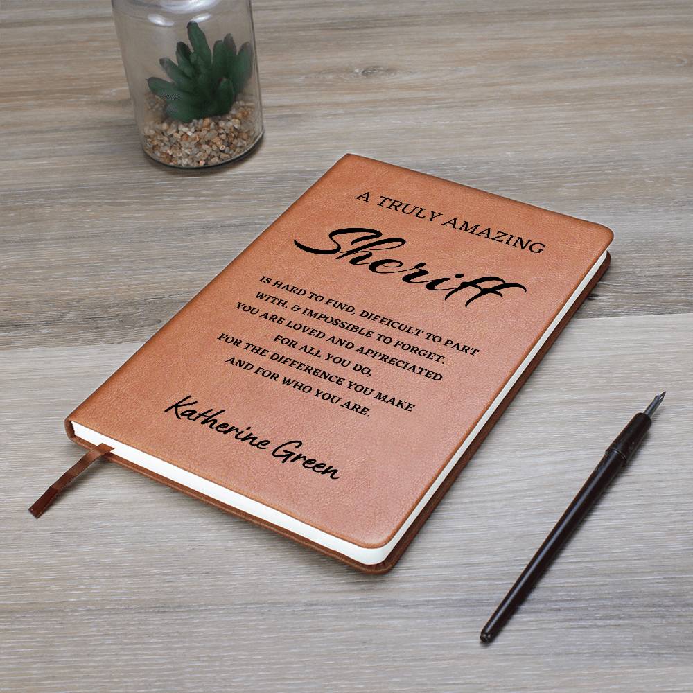 Personalized Sheriff  Journal, Difference Maker Journal, Custom Name Leather Journal, Gift for a Sheriff, Appreciation Gift, Birthday Gift