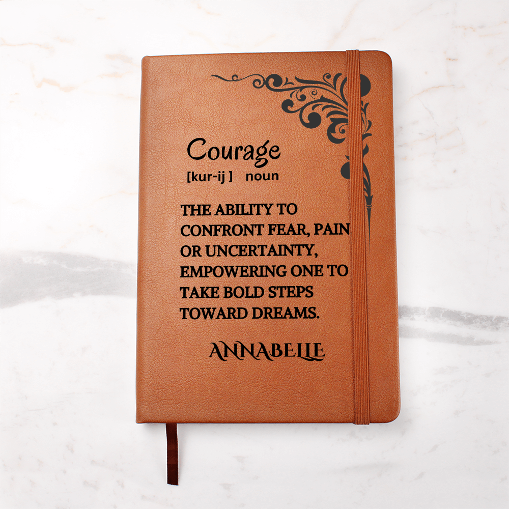 Courage Journal Personalized Vegan Leather, Motivational & Positive Gift For Mentor, Coworker, Thank You & Inspirational Present