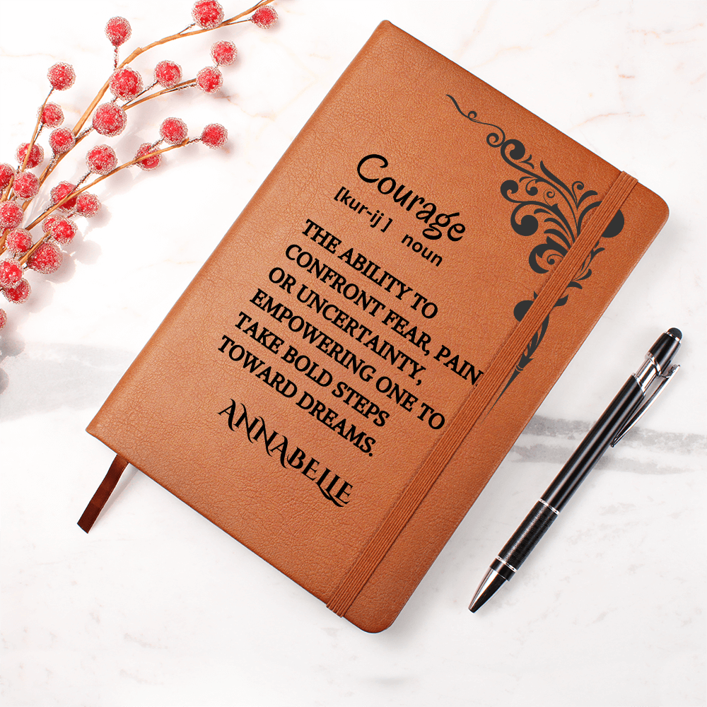 Courage Journal Personalized Vegan Leather, Motivational & Positive Gift For Mentor, Coworker, Thank You & Inspirational Present