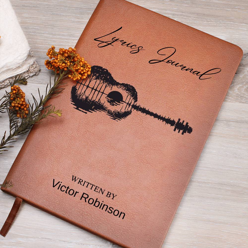 Personalized Lyric Journal, Leather Lyrics Notebook, Muscian Songwriting Journal, Customized Songwriters Notebook, Musicians Gift Ideas