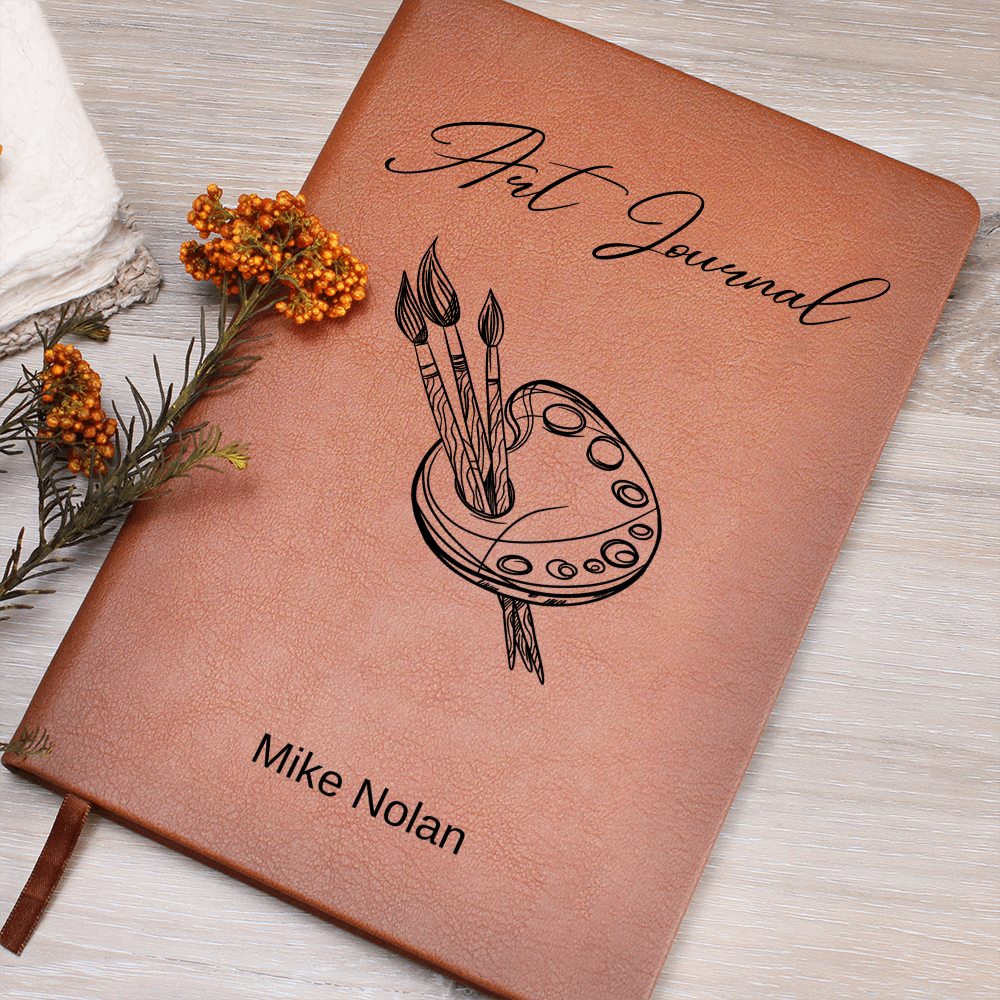 Personalized Landscape Sketches, Custom  Leather Journal For Artists, Vegan Notebook Gift, Unique Leather Art Book
