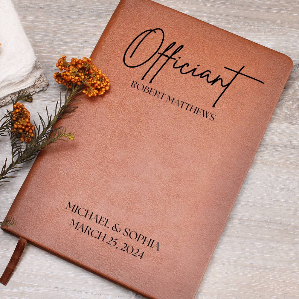 Wedding Officiant Personalized Leather Journal, Custom Pastor Gift Notebook, Custom Officiant Journal, Officiant Gift for Men or Women