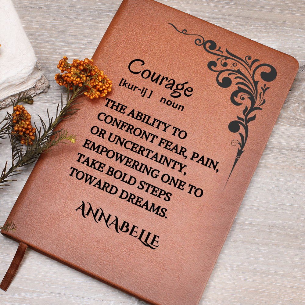 Courage Journal Personalized Vegan Leather, Motivational & Positive Gift For Mentor, Coworker, Thank You & Inspirational Present