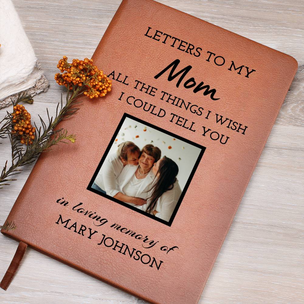 Mom Remembrance Photo Leather Journal, Mother In Heaven Gift, Loss of Mom Photo Memorial Journal, Sympathy Gift, Grief Journal Letters