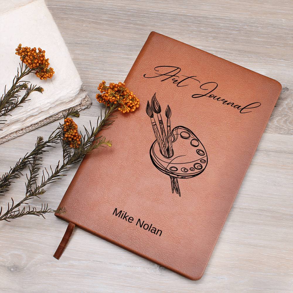 Personalized Landscape Sketches, Custom  Leather Journal For Artists, Vegan Notebook Gift, Unique Leather Art Book