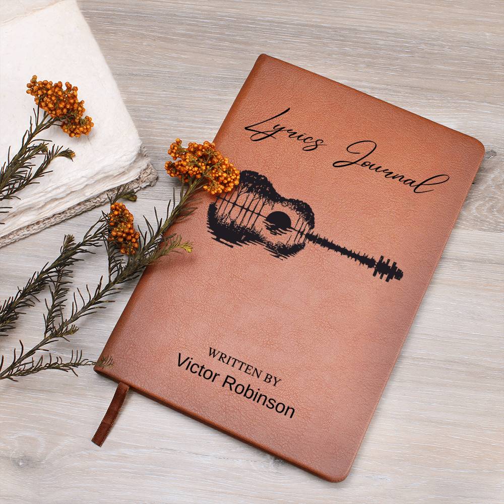 Personalized Lyric Journal, Leather Lyrics Notebook, Muscian Songwriting Journal, Customized Songwriters Notebook, Musicians Gift Ideas