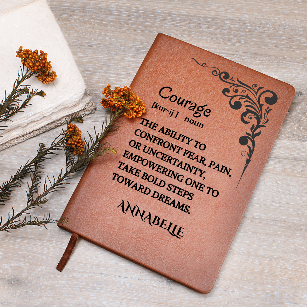 Courage Journal Personalized Vegan Leather, Motivational & Positive Gift For Mentor, Coworker, Thank You & Inspirational Present