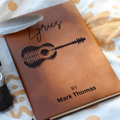 Personalized Leather Lyrics Notebook Journal, Songwriting Muscian Journal, Gift for Music Lovers, Music Teacher Gift, Custom Guitarist Gift