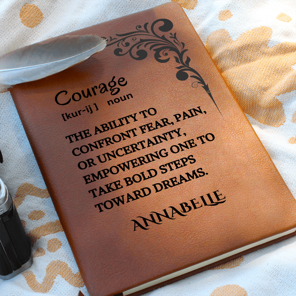 Courage Journal Personalized Vegan Leather, Motivational & Positive Gift For Mentor, Coworker, Thank You & Inspirational Present