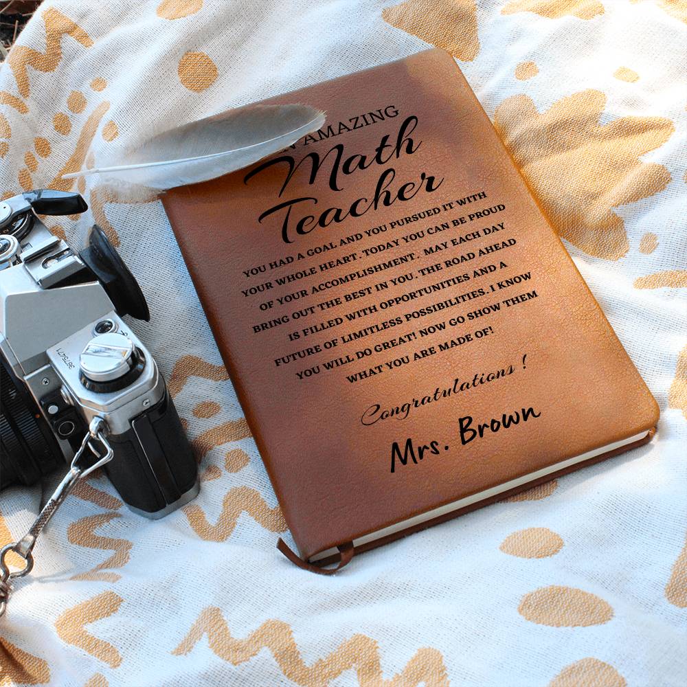 To A New Math Teacher Journal, Custom Leather Journal, Math Teacher  Graduation Gift, Personalized Name Journal, New Math Teacher Appreciation Gift, New Job Gift