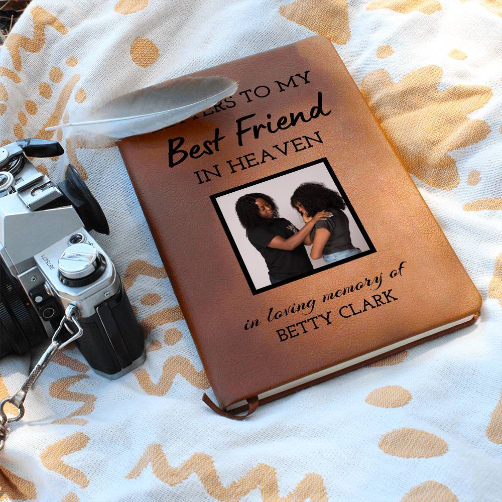 Friend Remembrance Photo Leather Journal, Best Friend In Heaven Gift, Loss of Best Friend Photo Memorial Journal, Sympathy Gift, Grief Journal Letters