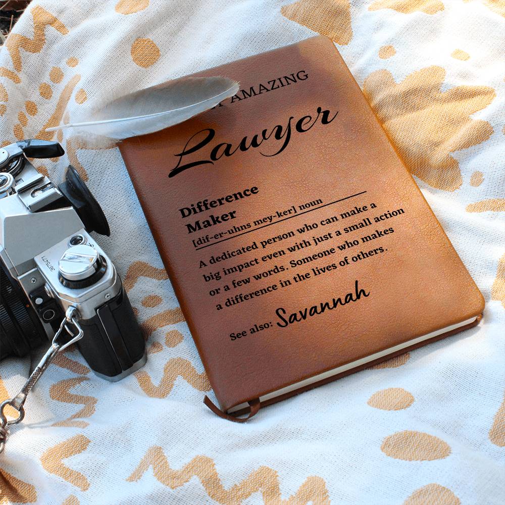 Difference Maker Journal, Unique Lawyer Gift, Personalized Colleague Friend Mentor Appreciation Gift, Custom Name Leather Journal