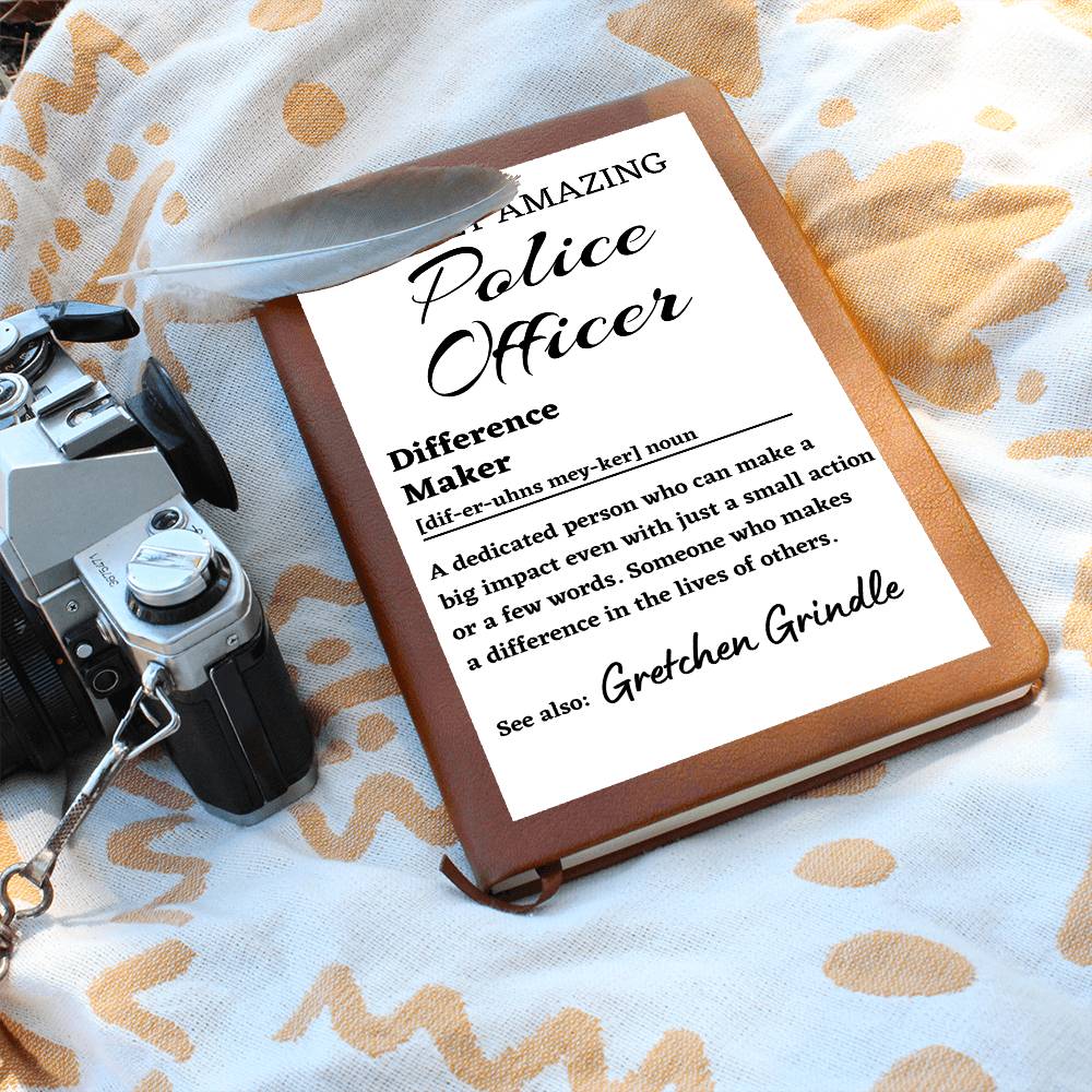 Difference Maker Journal, Police Officer Gift, Personalized Police Officer Appreciation Gift, Custom Name Leather Journal