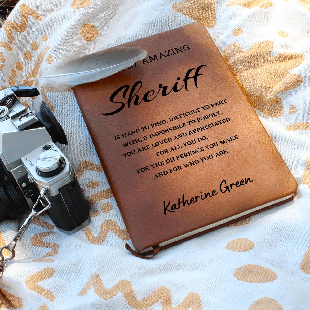 Personalized Sheriff  Journal, Difference Maker Journal, Custom Name Leather Journal, Gift for a Sheriff, Appreciation Gift, Birthday Gift