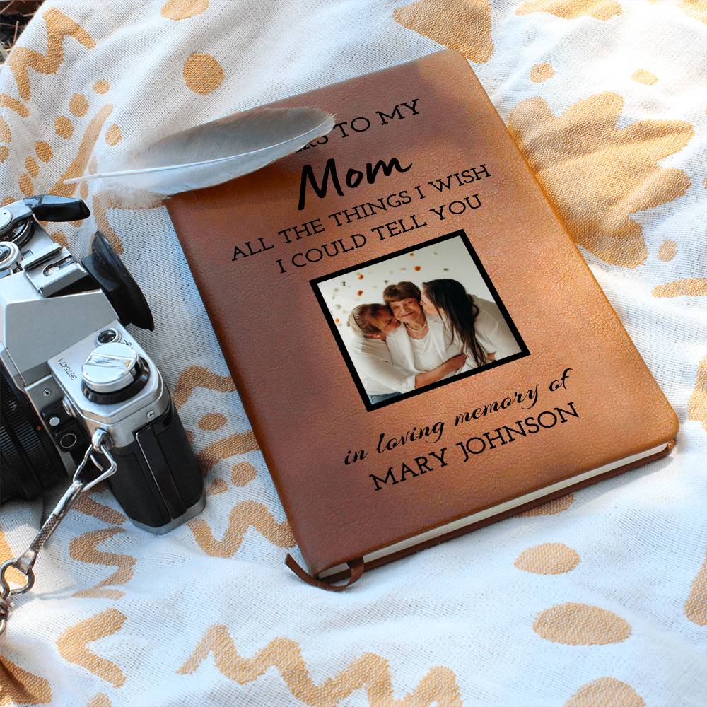 Mom Remembrance Photo Leather Journal, Mother In Heaven Gift, Loss of Mom Photo Memorial Journal, Sympathy Gift, Grief Journal Letters