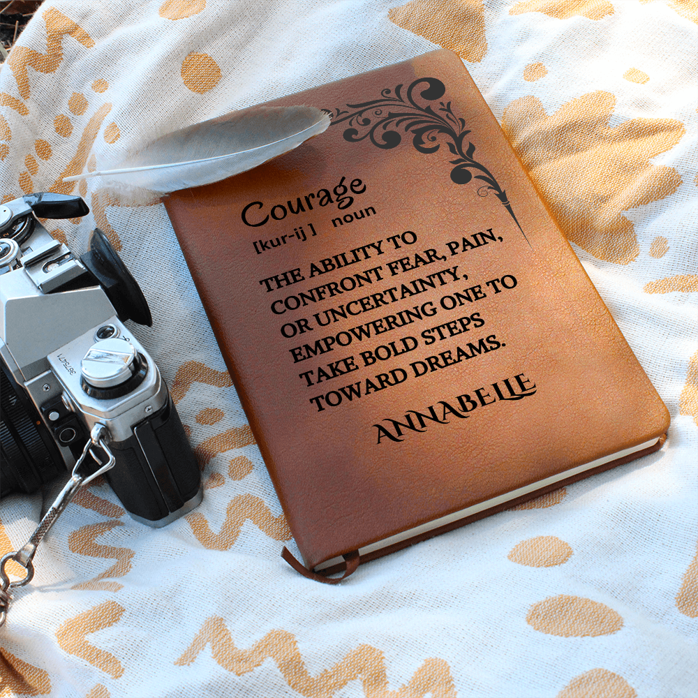 Courage Journal Personalized Vegan Leather, Motivational & Positive Gift For Mentor, Coworker, Thank You & Inspirational Present