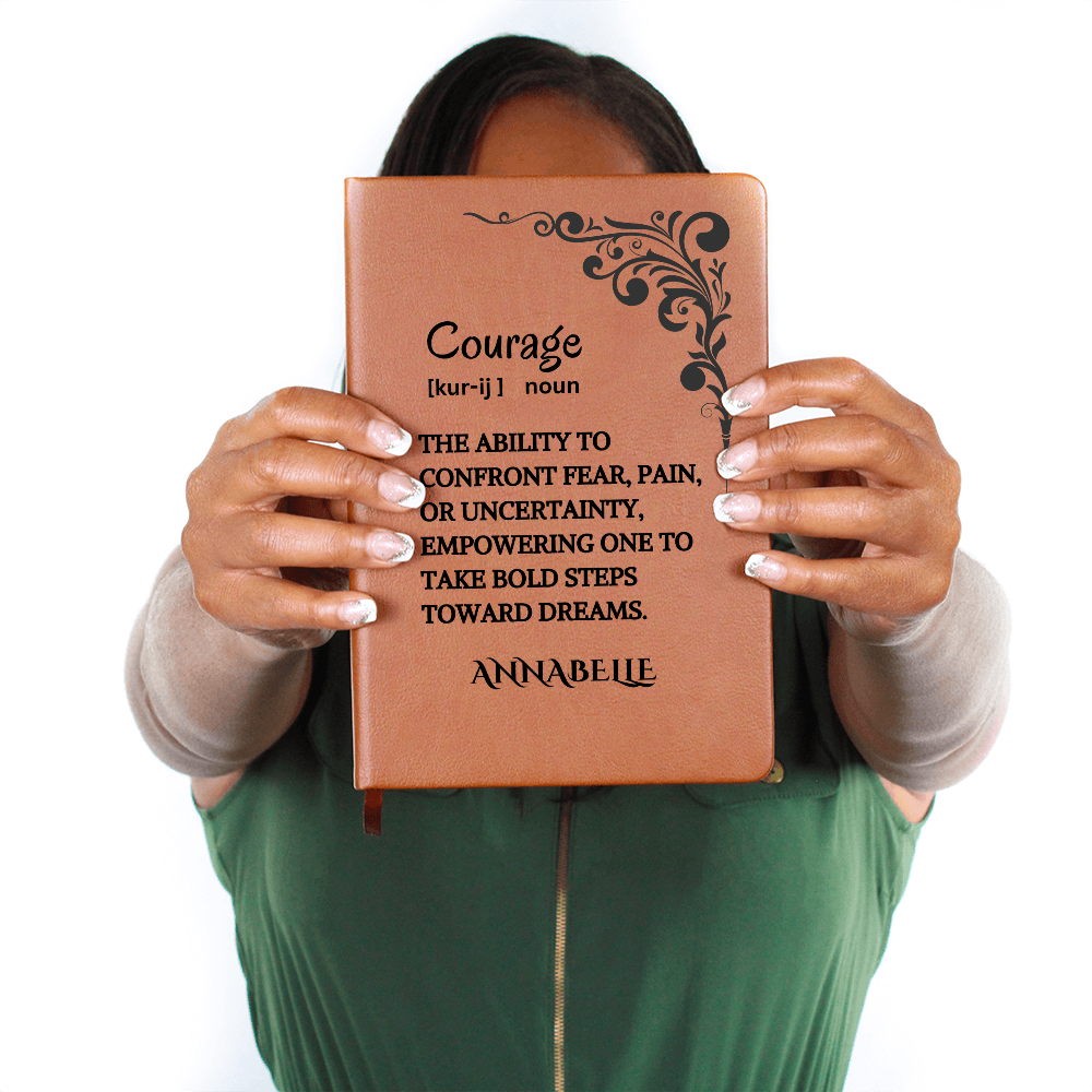 Courage Journal Personalized Vegan Leather, Motivational & Positive Gift For Mentor, Coworker, Thank You & Inspirational Present