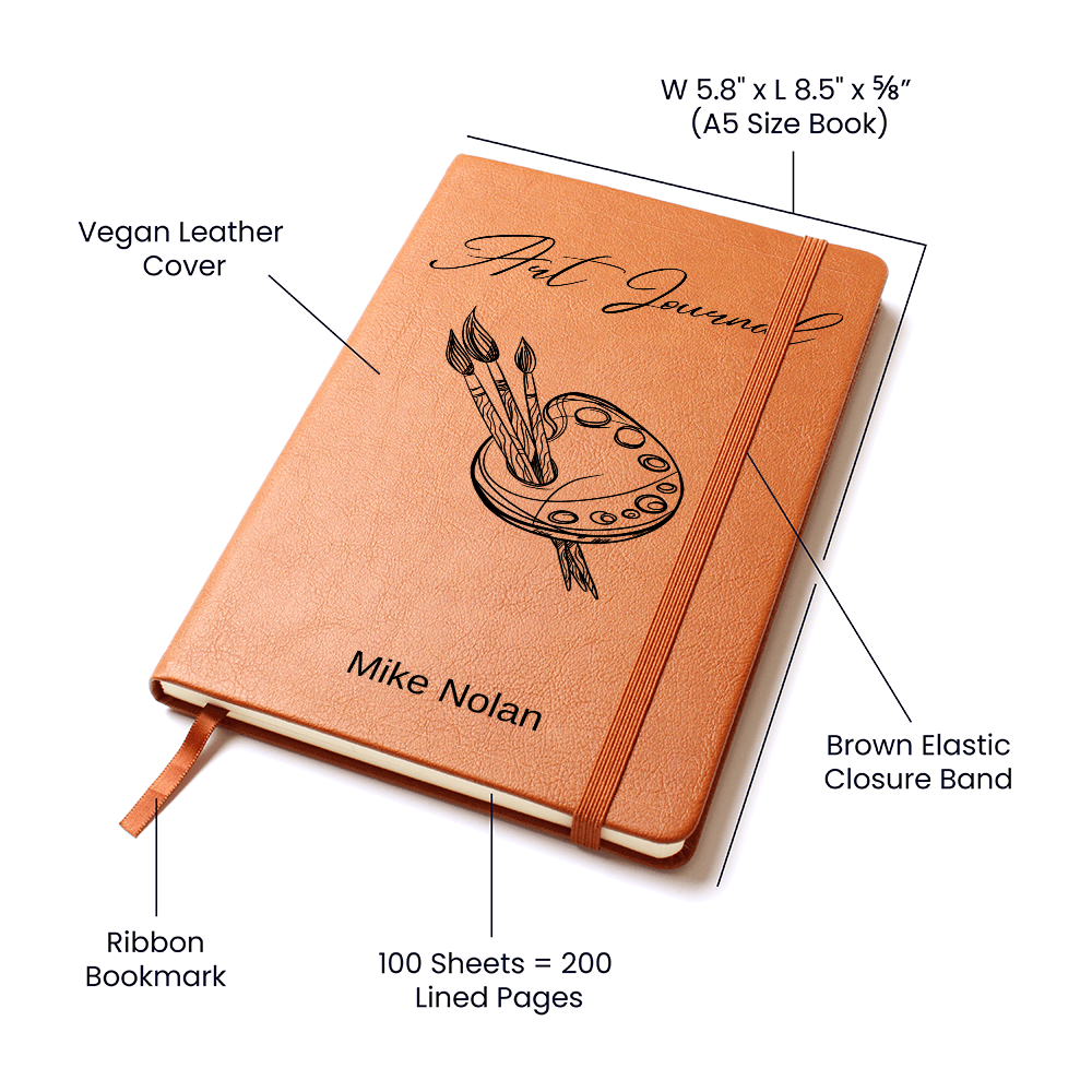 Personalized Landscape Sketches, Custom  Leather Journal For Artists, Vegan Notebook Gift, Unique Leather Art Book