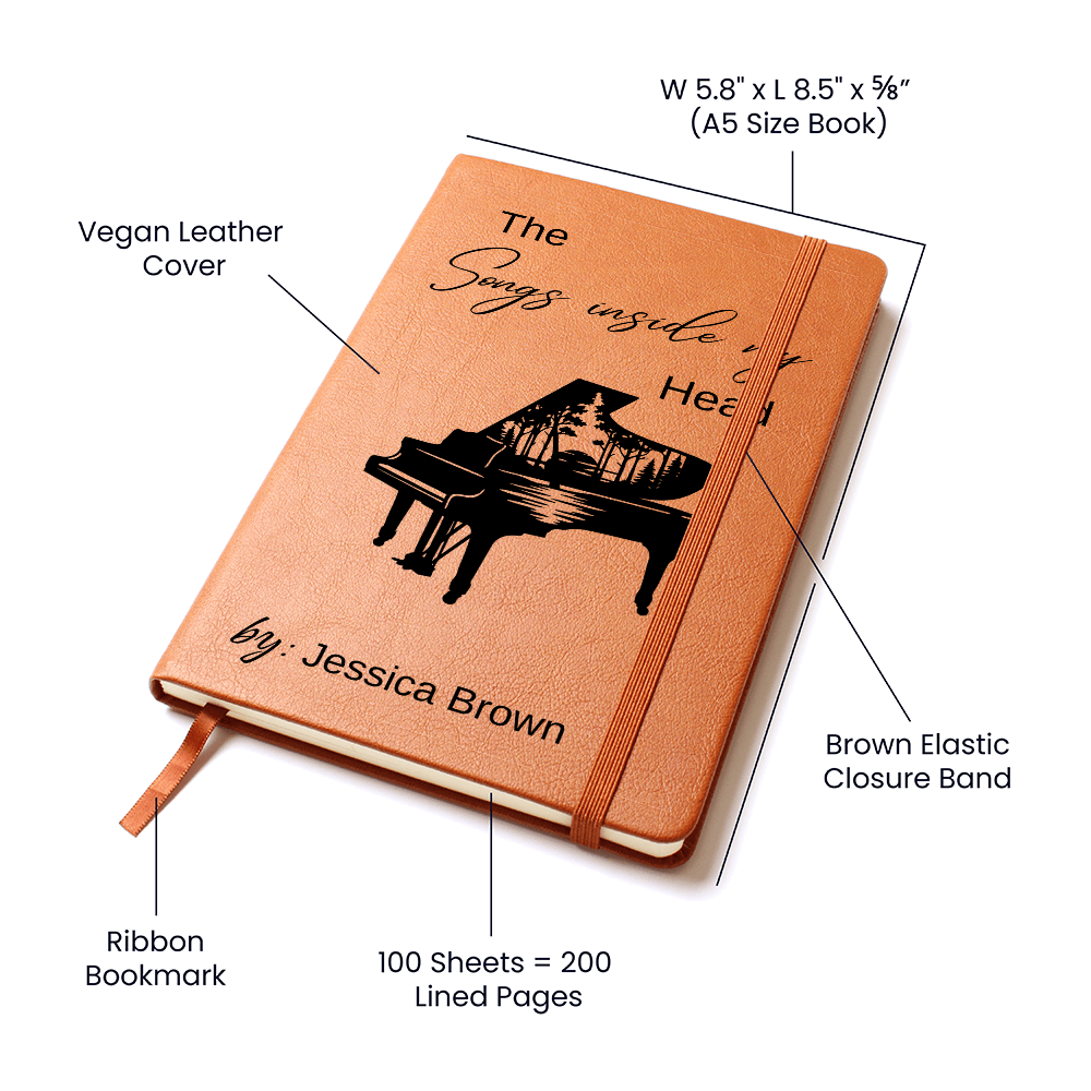 Pianist Gifts For Musicians, Songs Inside My Head Notebook, Musician Notebook, Customized Songwriter Leather Journal, Songwriting Journal
