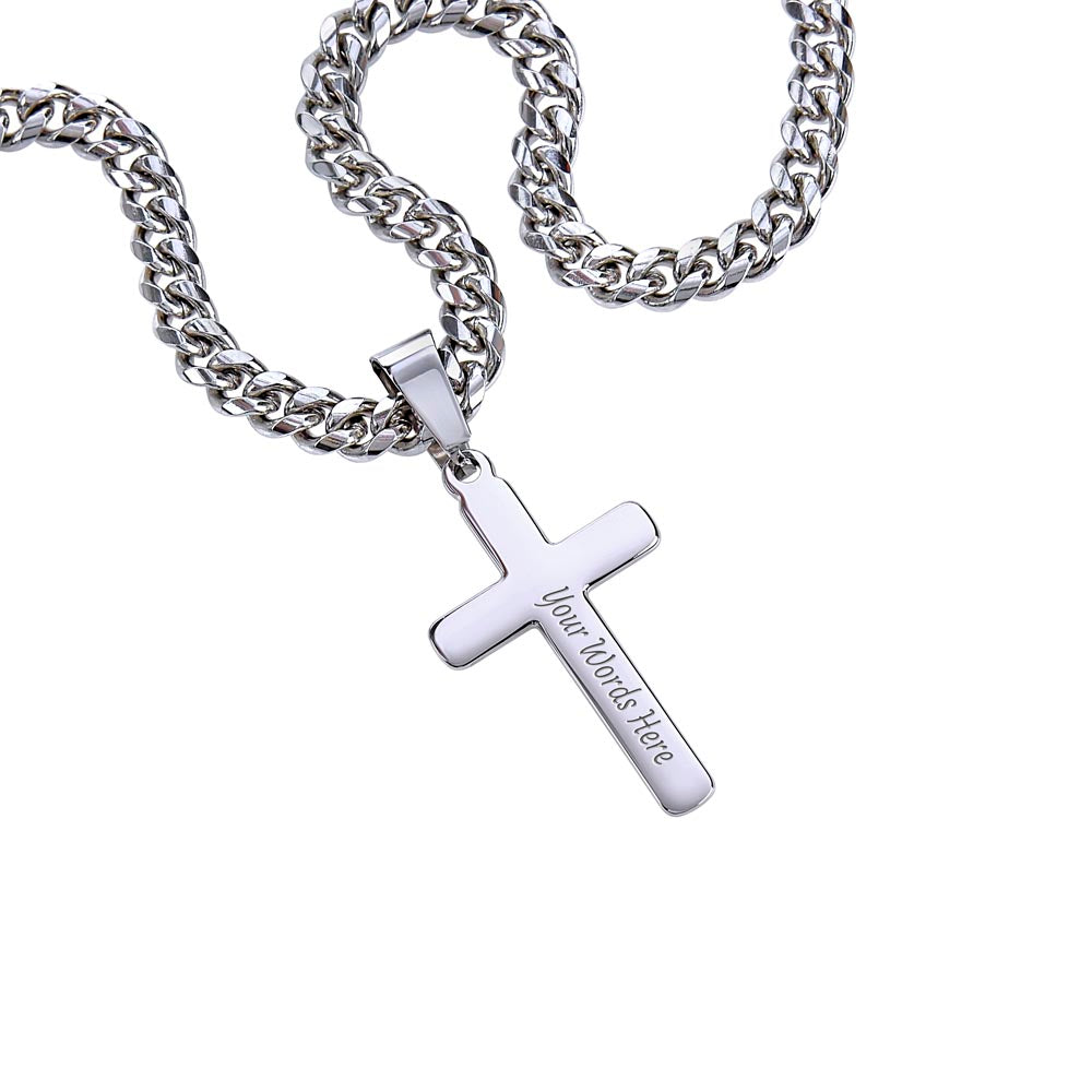 To My Son Engraved Cross Chain