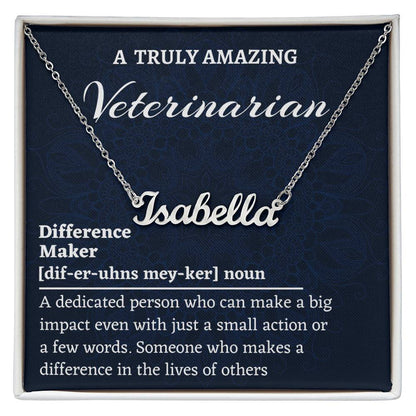 Custom Name Necklace, Veterinarian Gift, Difference Maker Personalized Name Necklace, Colleague Friend Mentor Appreciation Gift