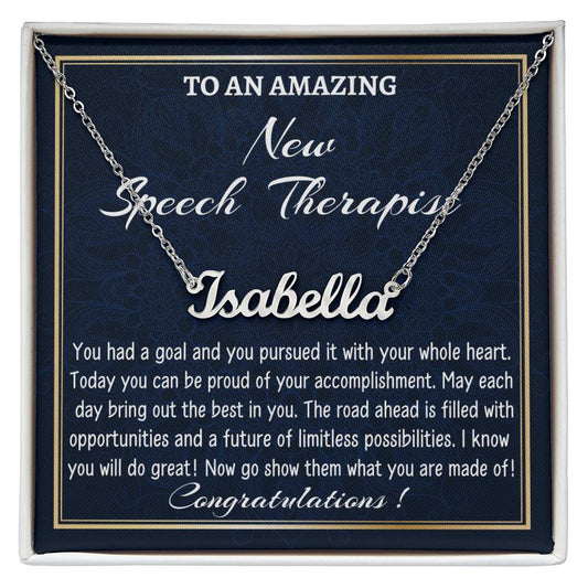 Custom Name Necklace for a New Speech Therapist, New Job Gift, Speech Therapist  Graduation Gift, New Speech Therapist Appreciation Gift