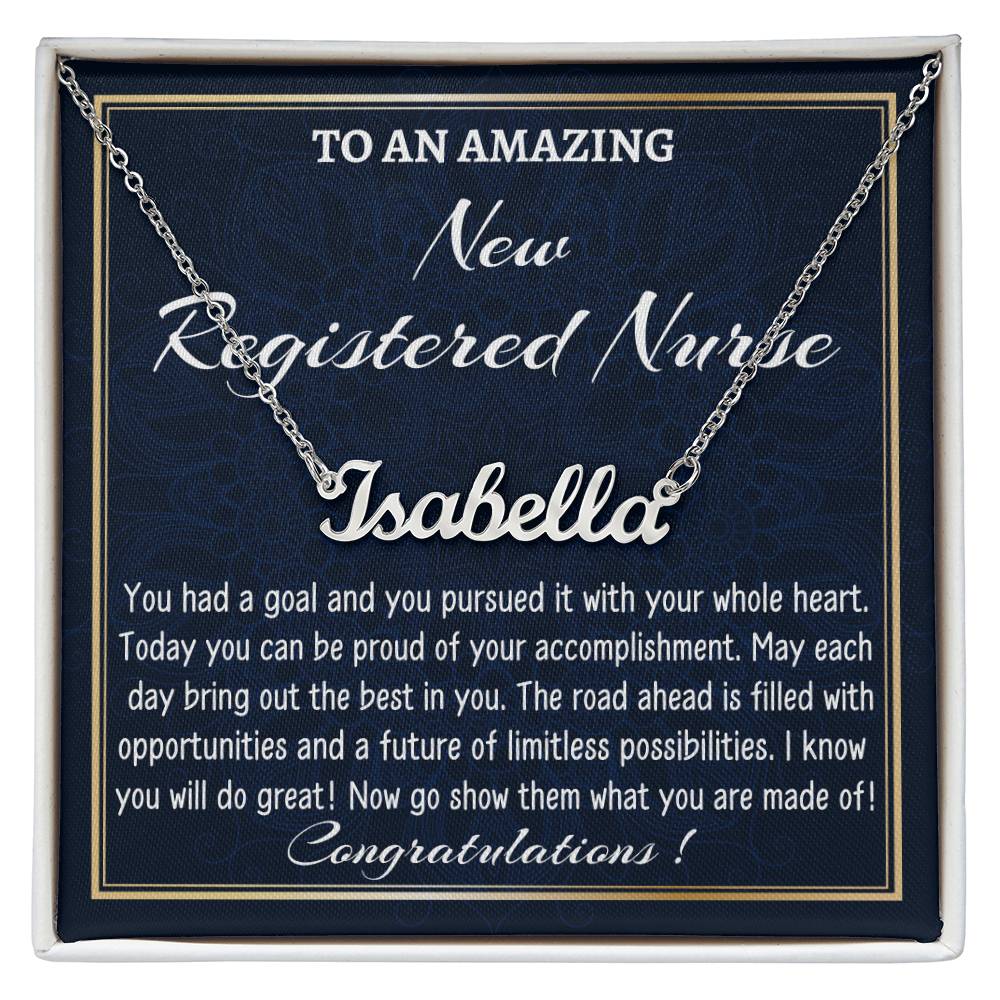 Custom Name Necklace for a New Registered Nurse, New Job Gift, Nurse Graduation Gift, New Nurse Appreciation Gift